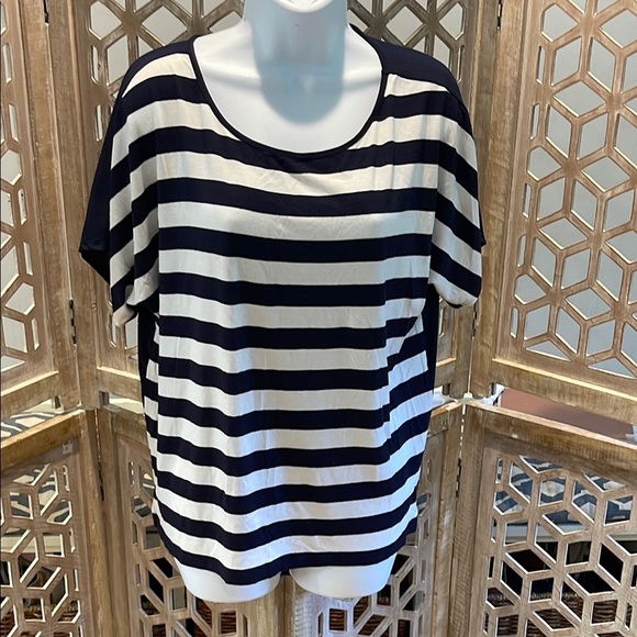 Chico's Tops - Chico's size 0 (fits like a Medium) Striped Navy Blue and White Women's Top